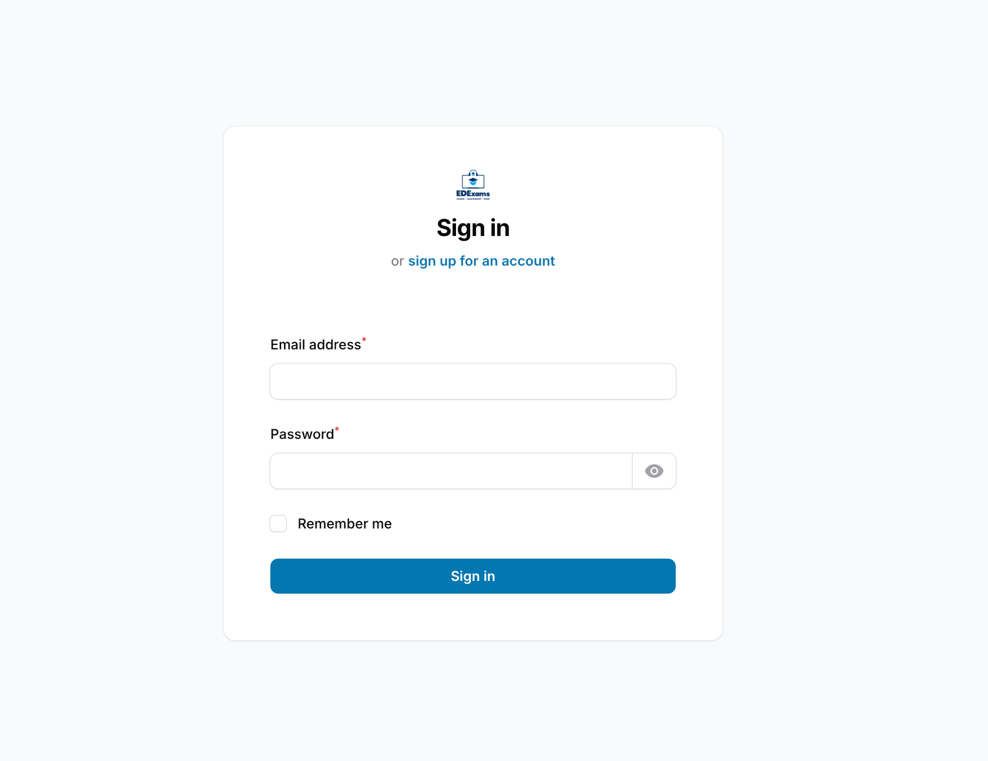 EDExam sign-in screen